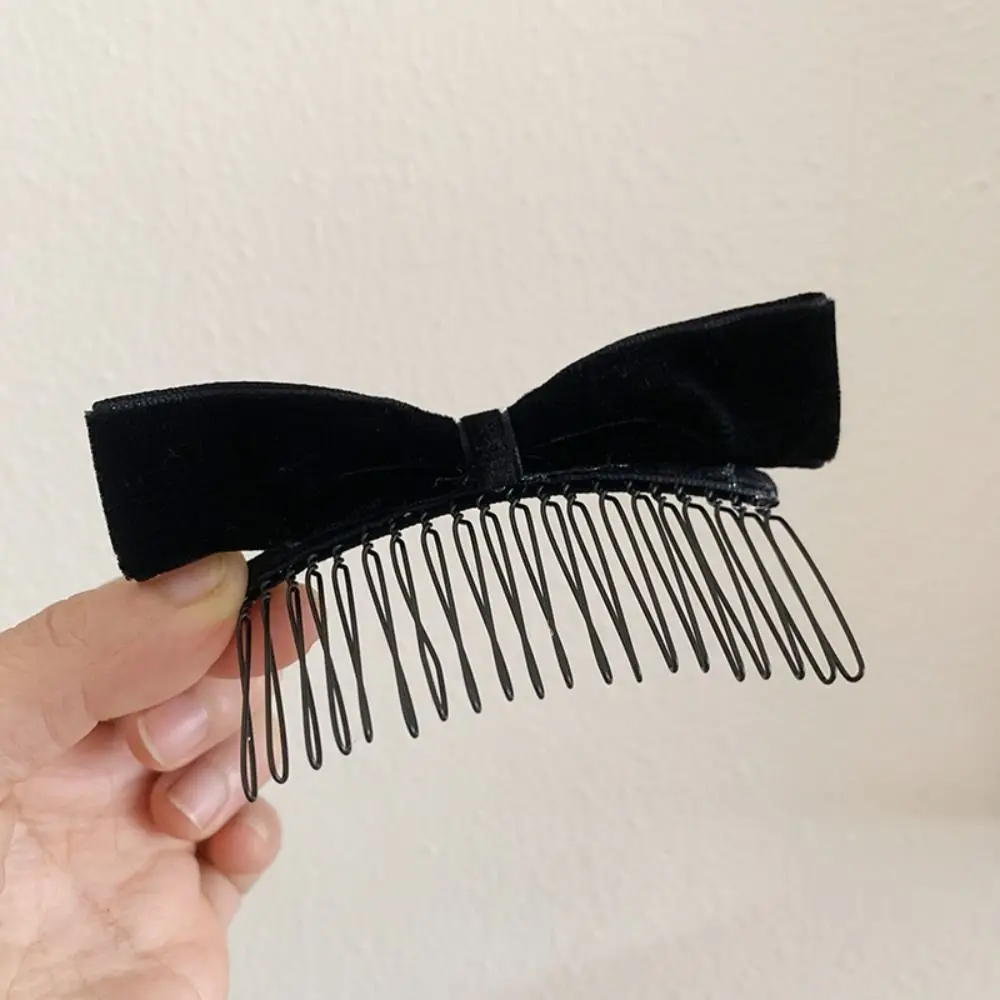 Retro Hair Comb Bow Hairpin Cloth Red Velvet Bowknot Hair Clip Hair Accessories Barrettes Children