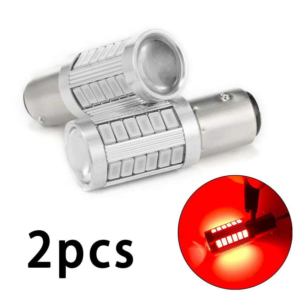 2Pcs 12V Red Brake Light Bulb 1157 P21/5W 380 BAY15D 33 6000K For SMD Car Stop Tail Brake LED Bulbs Turn Signal Lamp