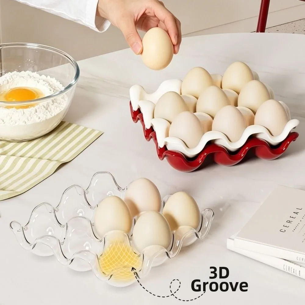 PET Egg Storage Holder Tray Thickened Anti-Slip Base Egg Organizer Divided Compartments Eggs Fresh Storage Box