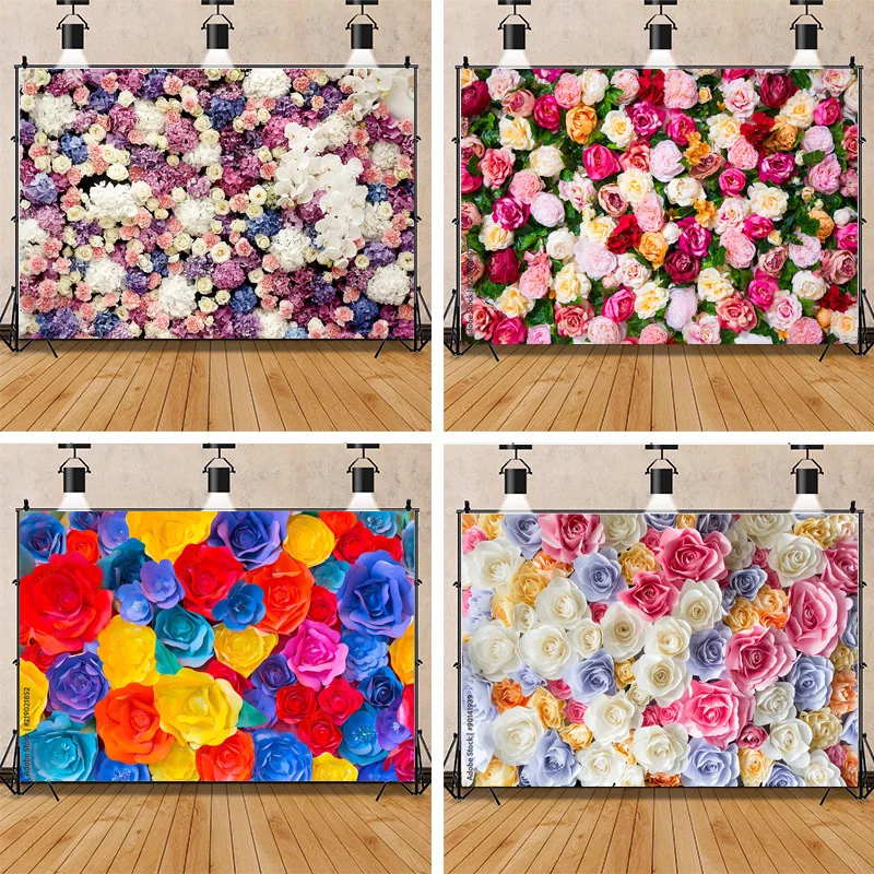 ZHISUXI Rosebud Wedding Backgrounds Valentine's Day Photography Backdrops Props Heart Flower Wall Photographic Background AA-21