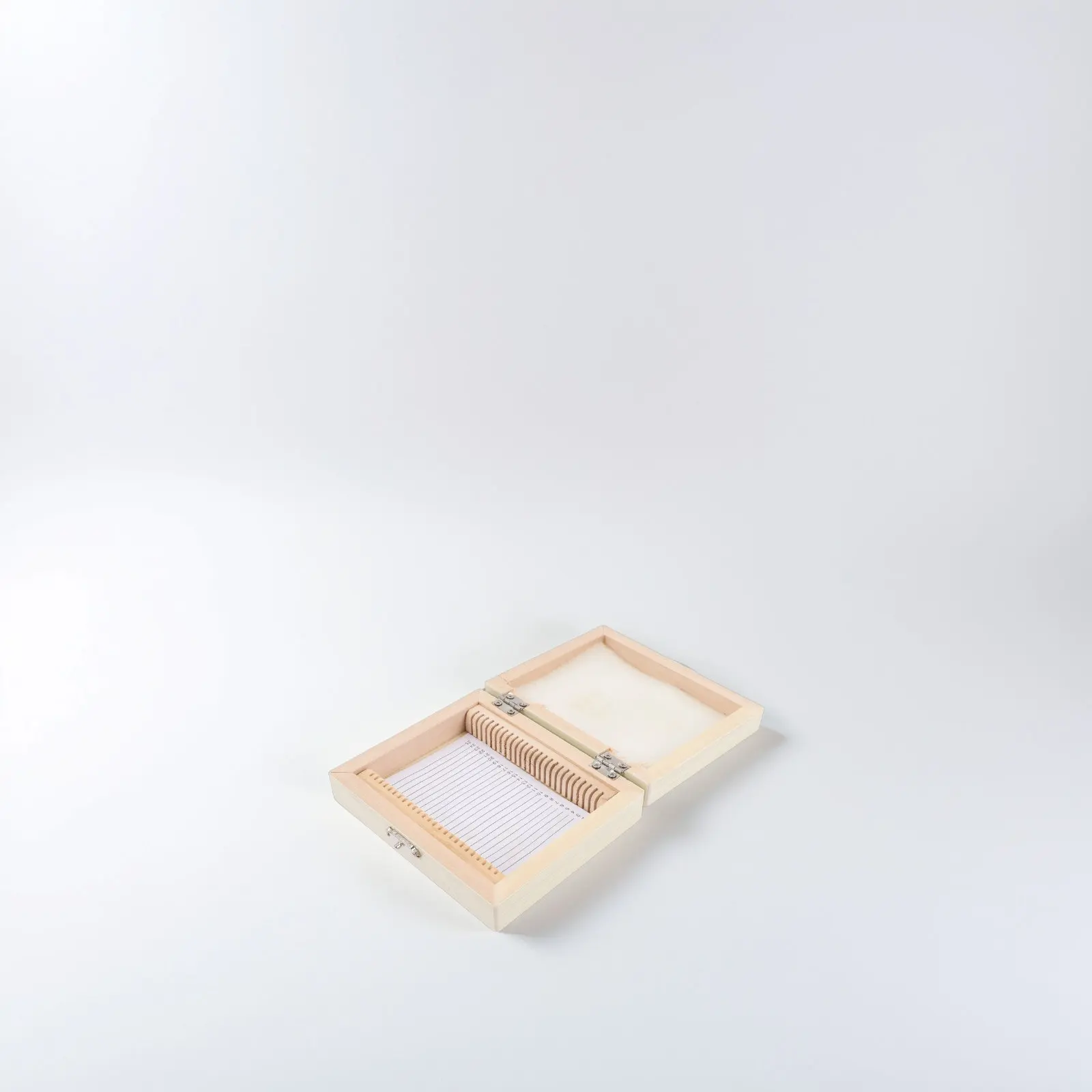 Microscope 25 Slots Wooden Microscope Slide Container Natural Wood Material Heavy Duty Sturdy Metal Buckle Clear