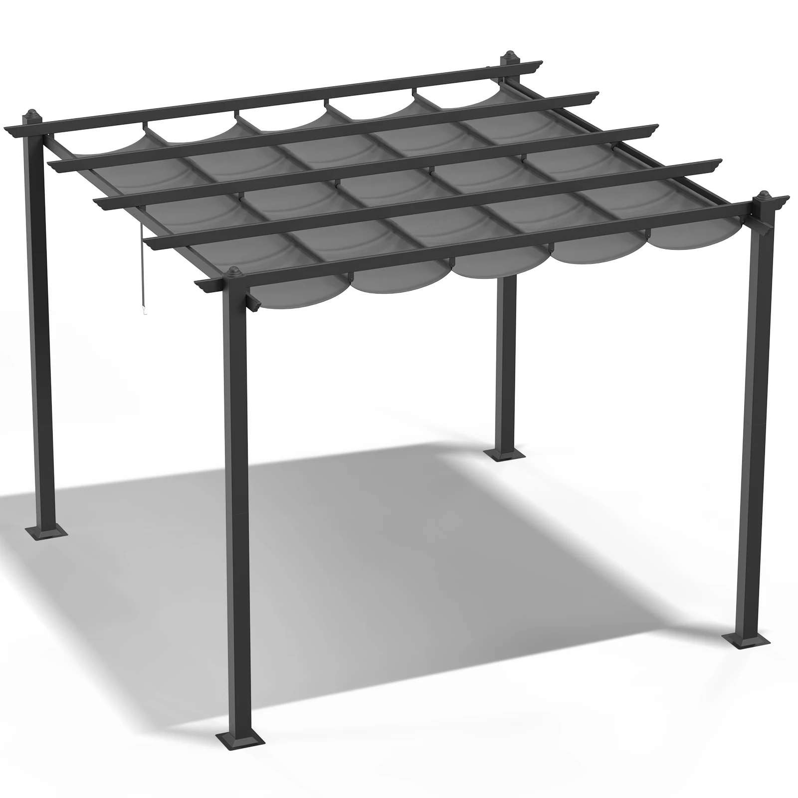 Dark grey column Dark grey adjustable polyester sunshade 5 crossbeams Iron pavilion 10*10ft