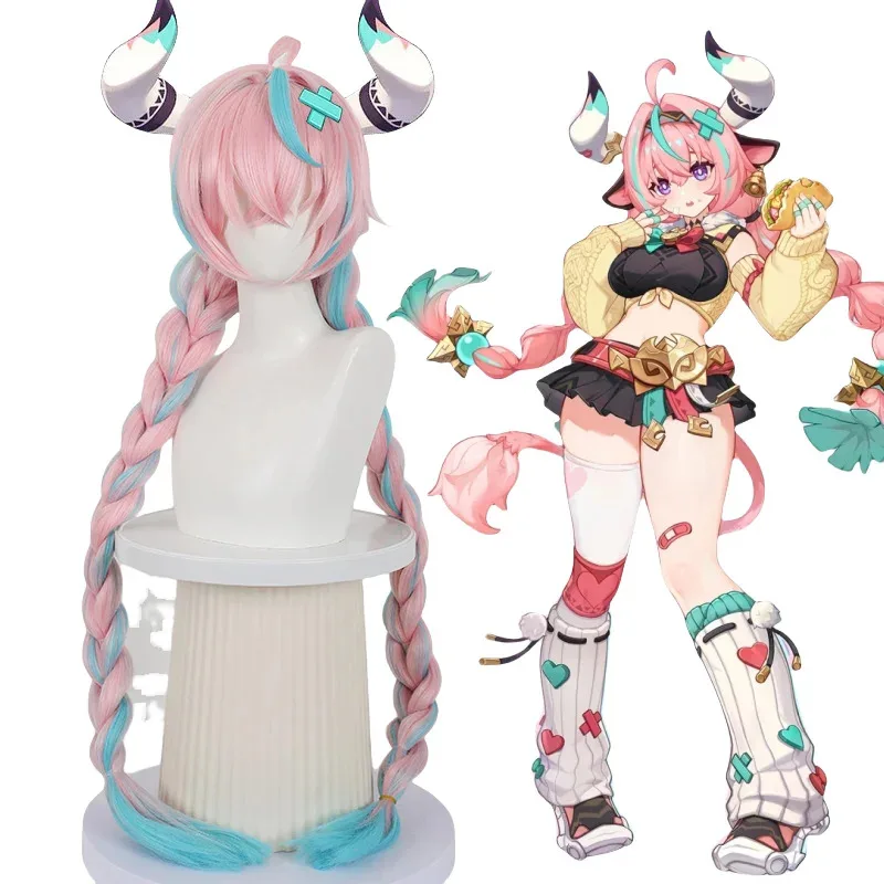 

Парики Varesa 120 см, игра для косплея Genshin Impact Vivian, парик смешанного цвета, аниме-волосы, реквизит для вечеринки в честь Хэллоуина