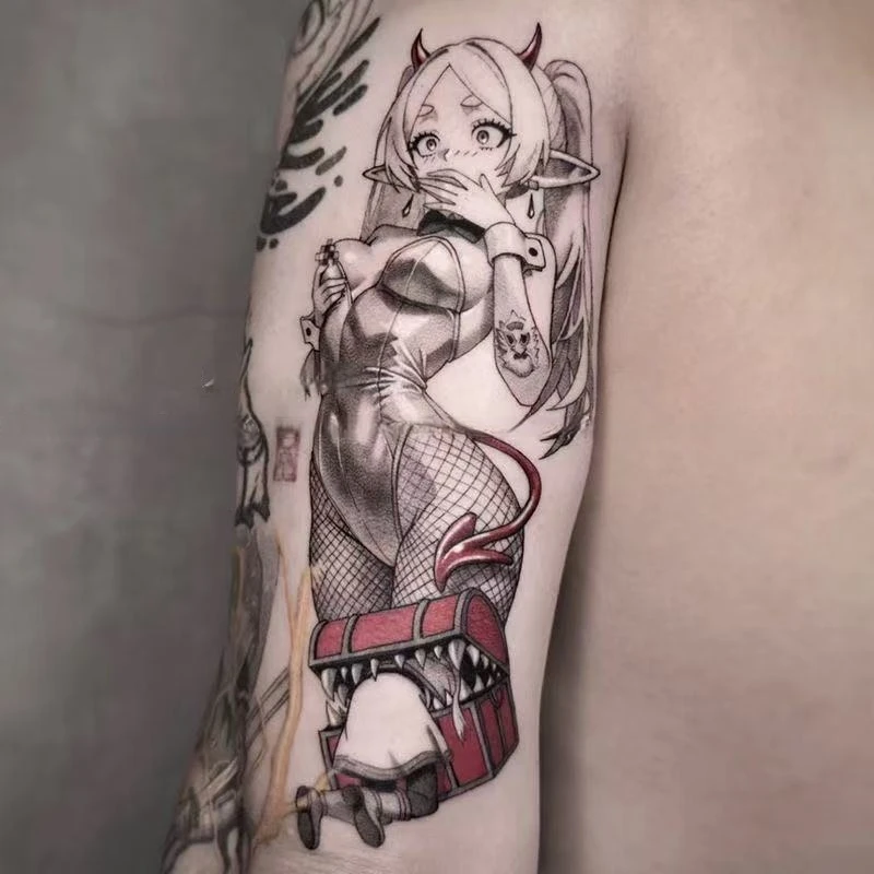 

Мультфильм Frieren Beyond Journey's End аниме временные татуировки долговечные боди-арт водостойкая поддельная татуировка наклейка для женщин и мужчин