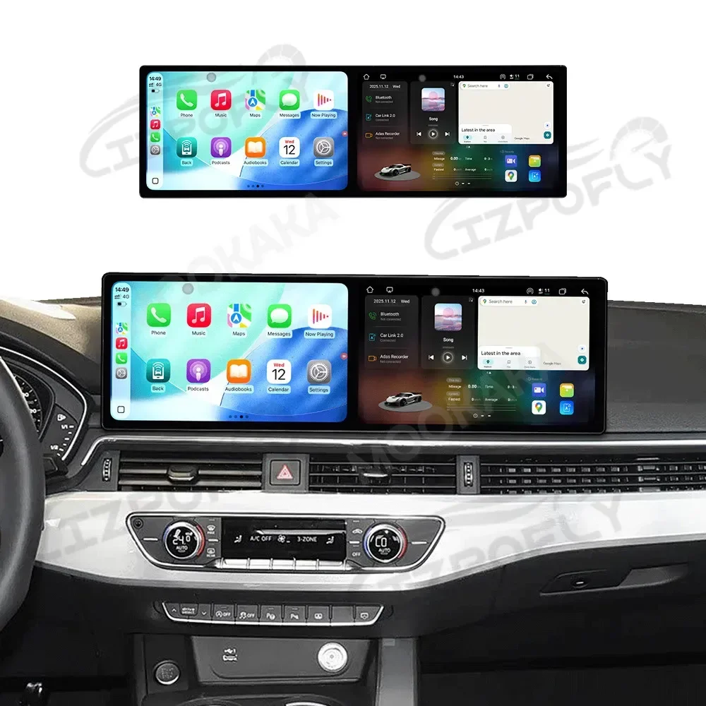 18.2 Inch Android 15 Car Radio for Audi A4L A5 B9 2017-2019 Wireless CarPlay GPS Navigation Multimedia Head Unit