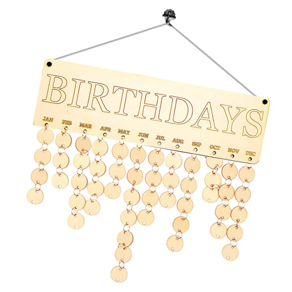 Tablero de placa de madera colgante con letras de cumpleaños, recordatorio de cumpleaños para Festival, calendario artesanal, regalo para decoración de fiesta en casa (1 placa, 1