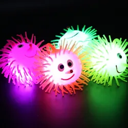 10Pcs/Lot Kid Glowing Elastic Fur Ball Soft Rubber Child Decompression Squeeze Ball Kids Novelty Funny Stress Relief Toy Gift