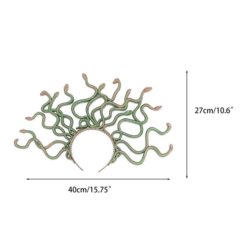 ثعبان ميدوسا المنحني للبالغين لطوق الرأس، زينة لمكياج الحفلات الهذيان