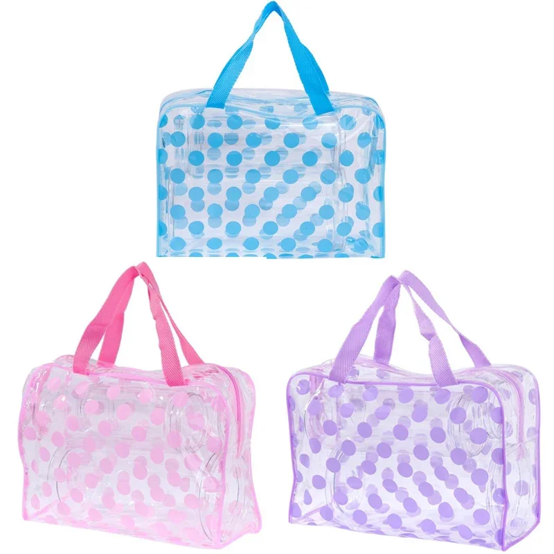 PVC Transparent Waterproof Toiletry Bag Storage Bag Ladies Dot Cosmetic Bag Travel Dustproof Clothing Storage Bag Wash Bag