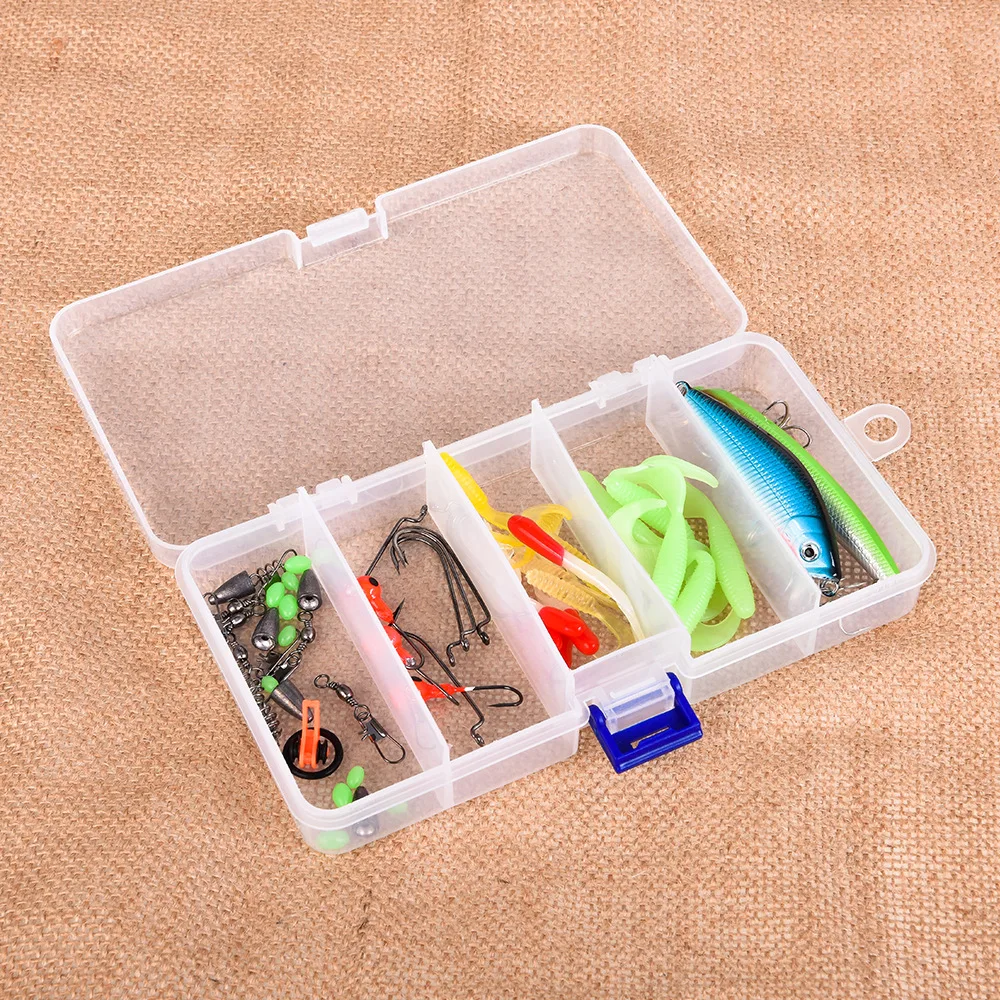 Luya Bait Set 52pcs Box Mounted Hard Bait Outdoor Fishing Gear ABS Silicone Metal Bait Hook Multiple Sets