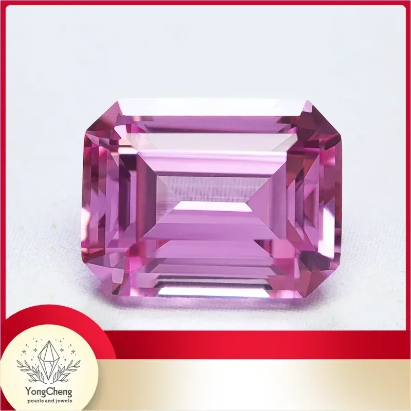 

Lab Grown Sapphire Pink Color Emerald Cut Gemstone For Charms DIY Ring Necklace Earrings Materials Selectable AGL Certificate