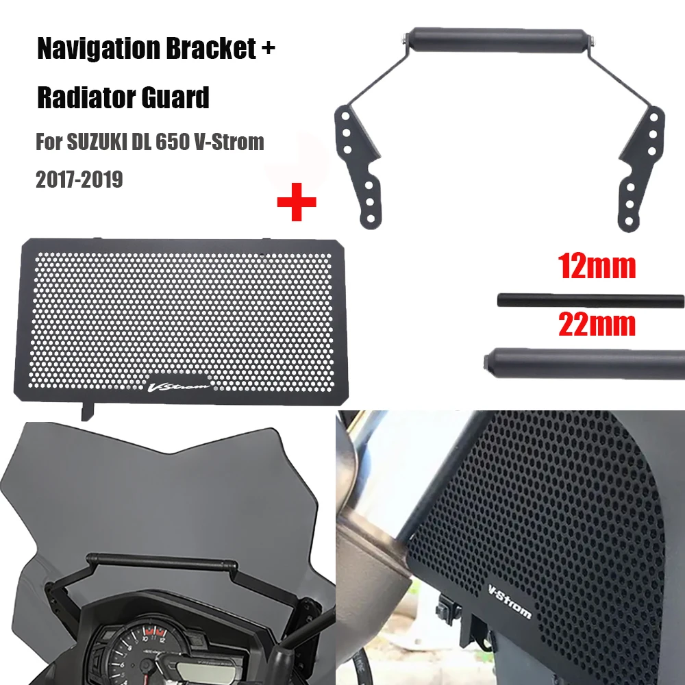 Navigation Bracket Mount Smartphone GPS Holder+Radiator Grille Guard Cover Protector For SUZUKI DL 650 V-Strom 2017-