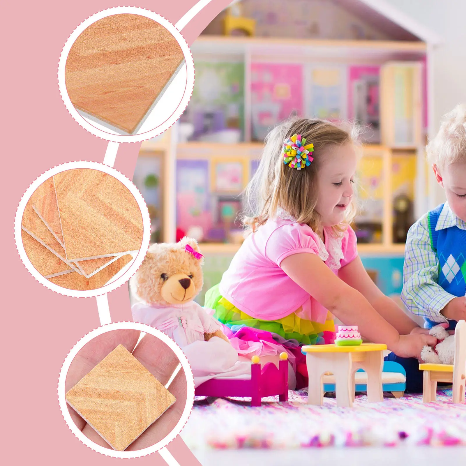 

18Pcs Mini Imitation Wood Floor Decoration Realistic Small Dolly House Furniture Accessories for DIY Miniature Home Decoration