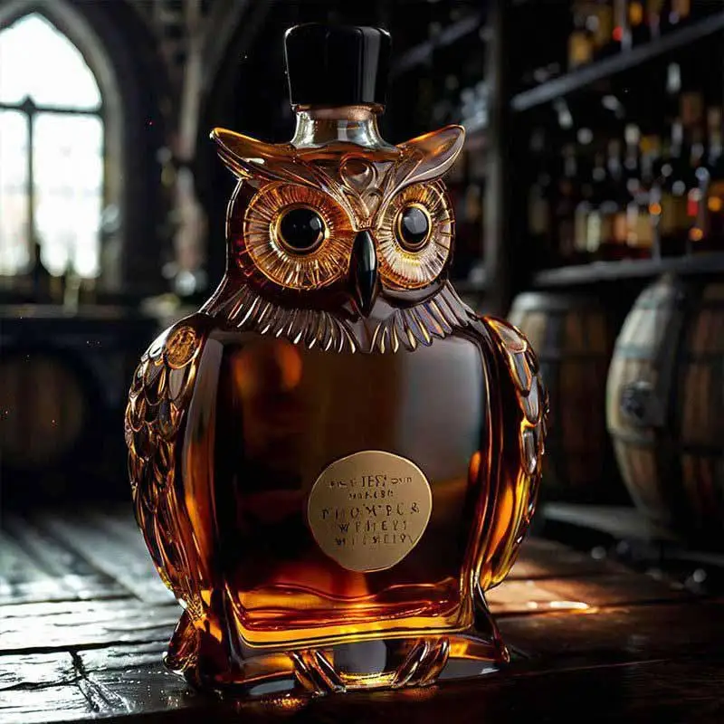 Whiskey Decanter Bottle 350ml Owl Shape Vintage Wine Decanter Glass Bottle for Father Boyfriend Grandfather Uncle Men Dad