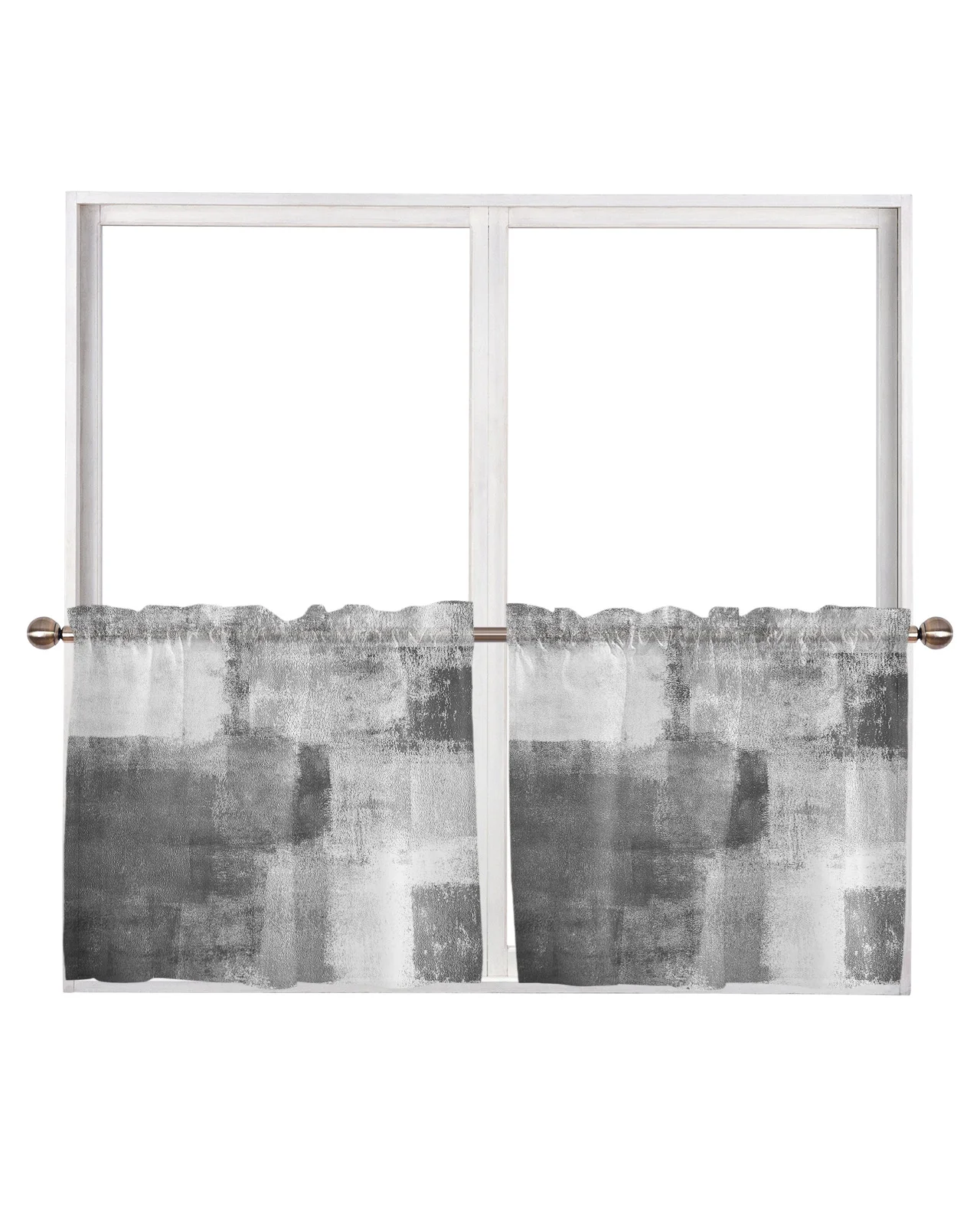 Oil Painting Abstract Geometry Black White Grey Sheer Curtains For Living Room Window Tulle Bedroom Curtain Voile Party Drapes