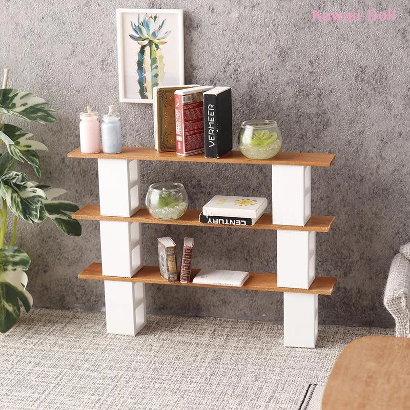 

1/12 Dollhouse Miniature Display Shelf Storage Rack Dollhouse Furniture Model Dolls House Decor Accessories Pretend Play Toy