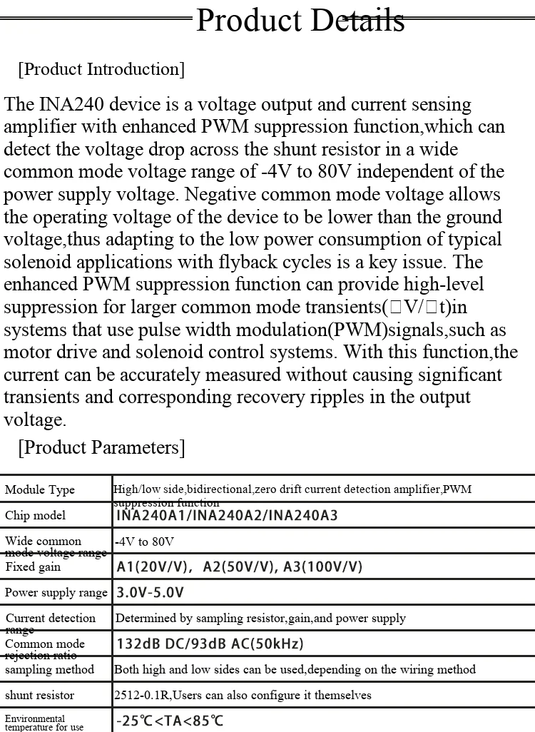 INA240 Modul INA240A1/2/3/4 Strommessverstärker, Stromüberwachung, bidirektionale Stromerfassung – Detail 3