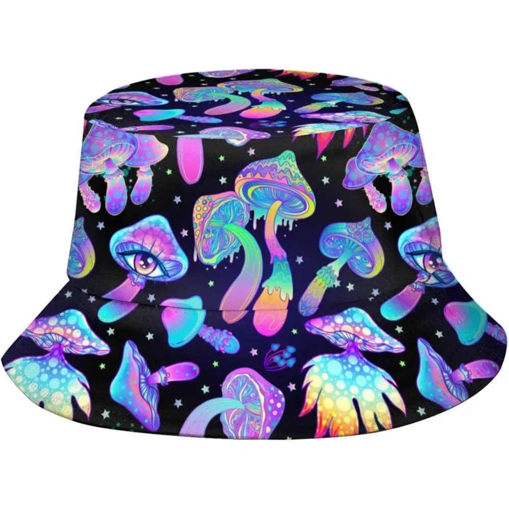 Hallucinogenic Trippy Mushroom Fisherman Cap Hip Hop Gorras Summer Unisex Printing Bucket Hat Outdoor Beach Hiking Fishing Caps