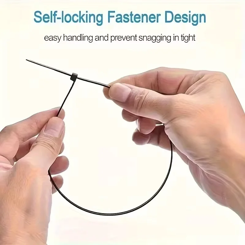 50/100Pcs Nylon Zipper Straps With Adjustable Self-Locking Loops Fixed Zipper Straps Office Line Zipper Straps