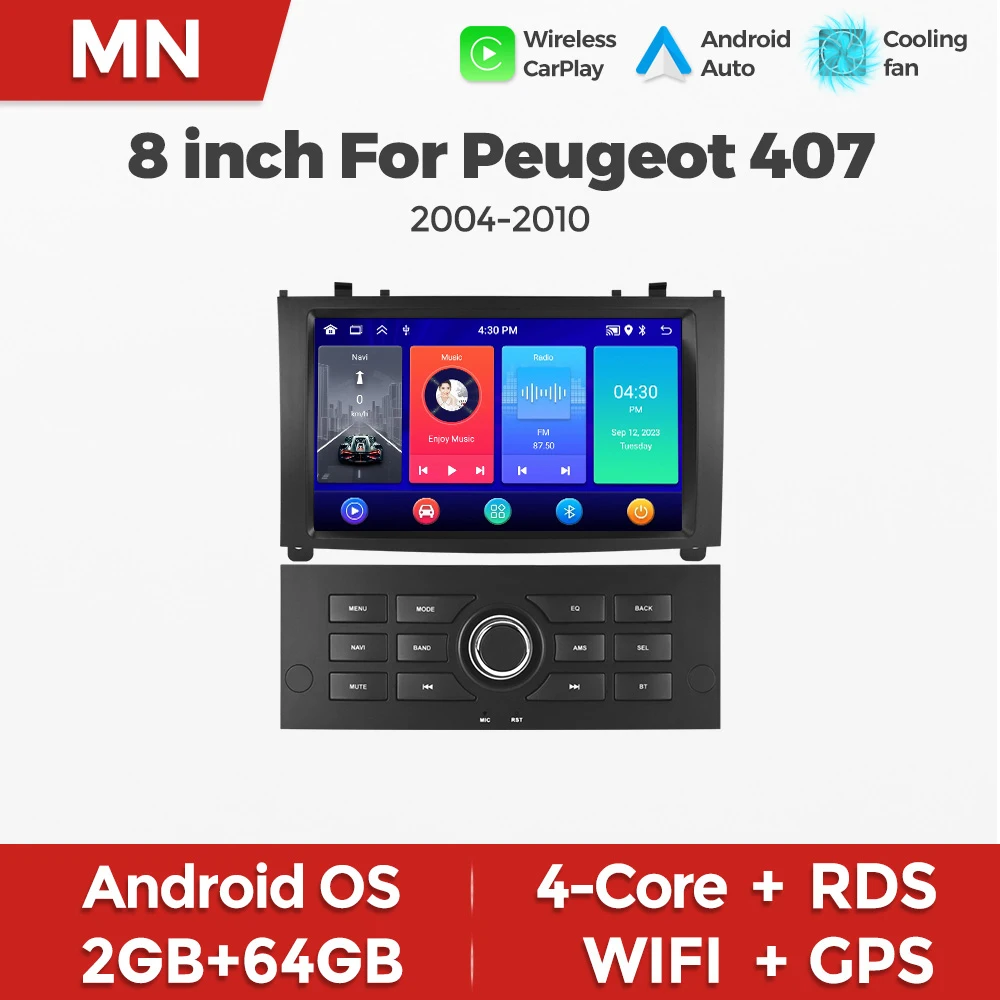 MEKEDE&NAVIFLY Intelligent Car audio system Car Radio For Peugeot 407 cc SW 407CC 2004 - 2010 Carplay Central Multimedia Player