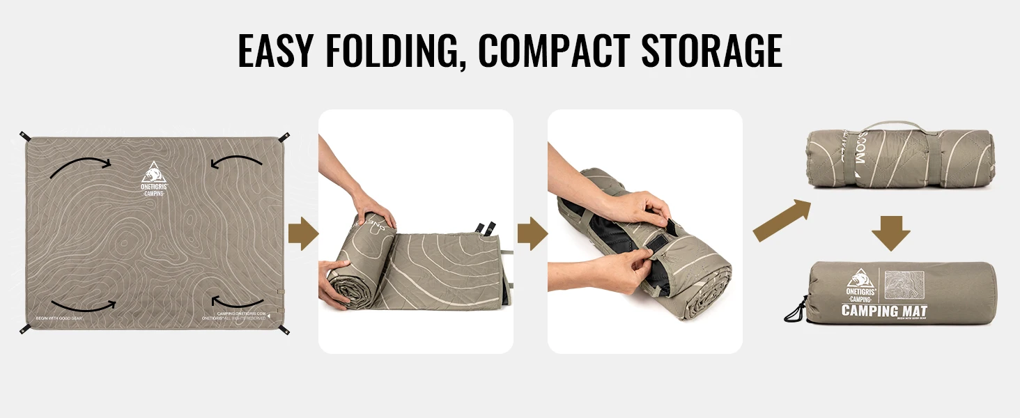 OneTigris Picknick-Campingmatte Ultraleicht für 3 Personen Faltbare Reisedecke Feuchtigkeitsbeständig Geeignet für Kies, Gras, Strand und Boden – Detail 5