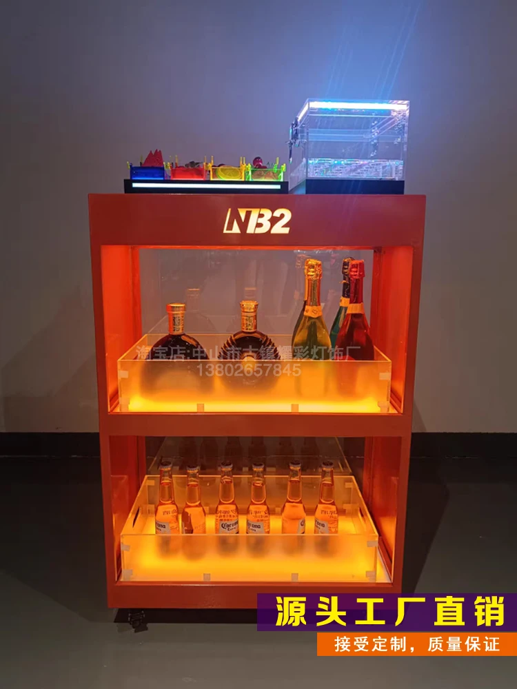 Bar luminous wine cabinet stainless steel champagne Spades A Heineken beer rack wine display rack mobile customization