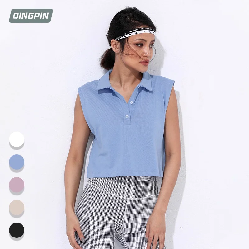 

New Cotton 100% Comfortable Sports Vest Moisture-Wicking Polo Shirt For Women Quick Dry Yoga Tank Top