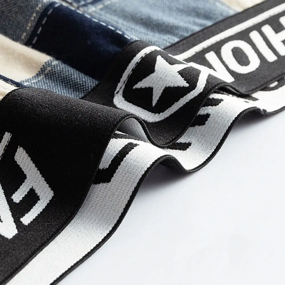 

5 шт. дышащие полосатые сетчатые мужские трусы-боксеры со средней талией и надписью, эластичные клетчатые бесшовные трусы для мужчин