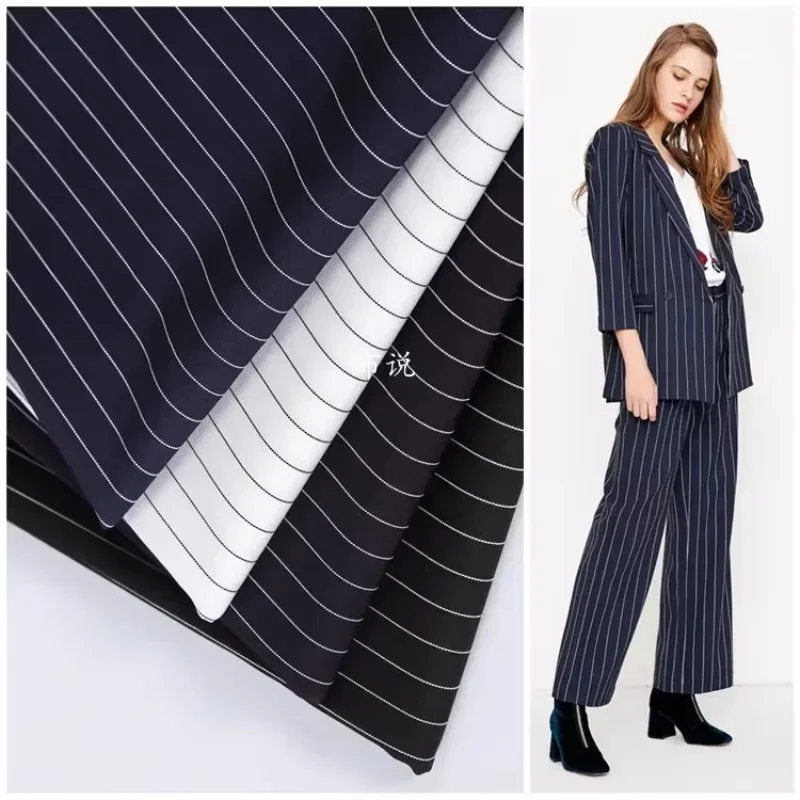 Fine Striped Fabric Black White Dress Professional Clothing Woven Non Elastic Clothing Cloth Diy Sewing By Meters Material