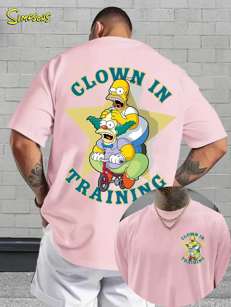 The Simpsons Pattern Casual Short-sleeved T-shirt, Printed with The Funny 