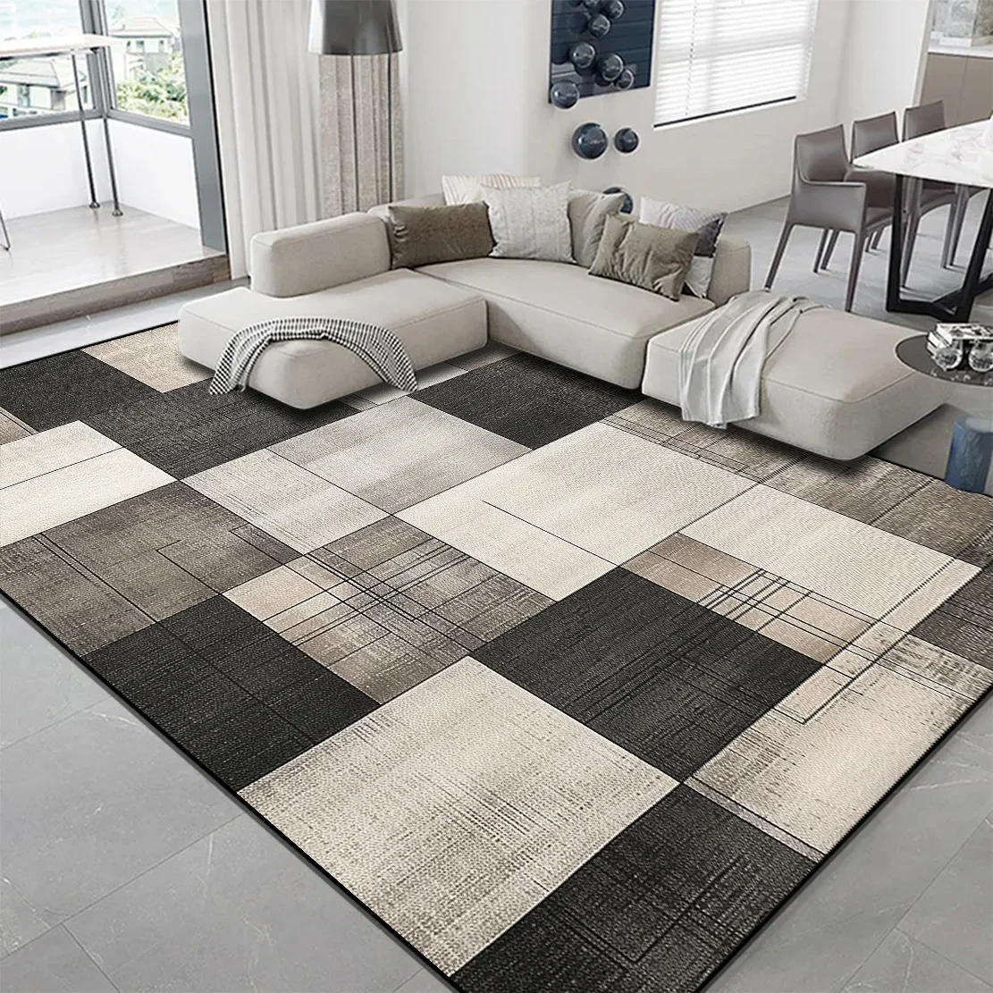

Nordic Light Luxury Living Room Rugs Sofa Coffee Tables Carpets Modern Geometric Bedroom Balcony Home Cloakroom Floor Mats