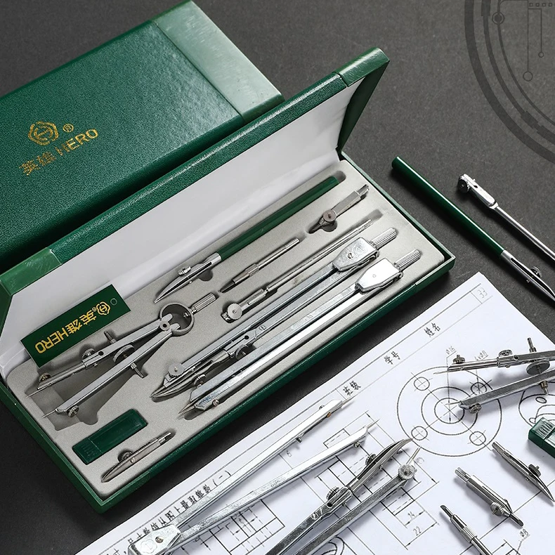 9pcs/set genuine H4009 mechanical drawing tool drawing instrument compasses nine suit math sets office stationery