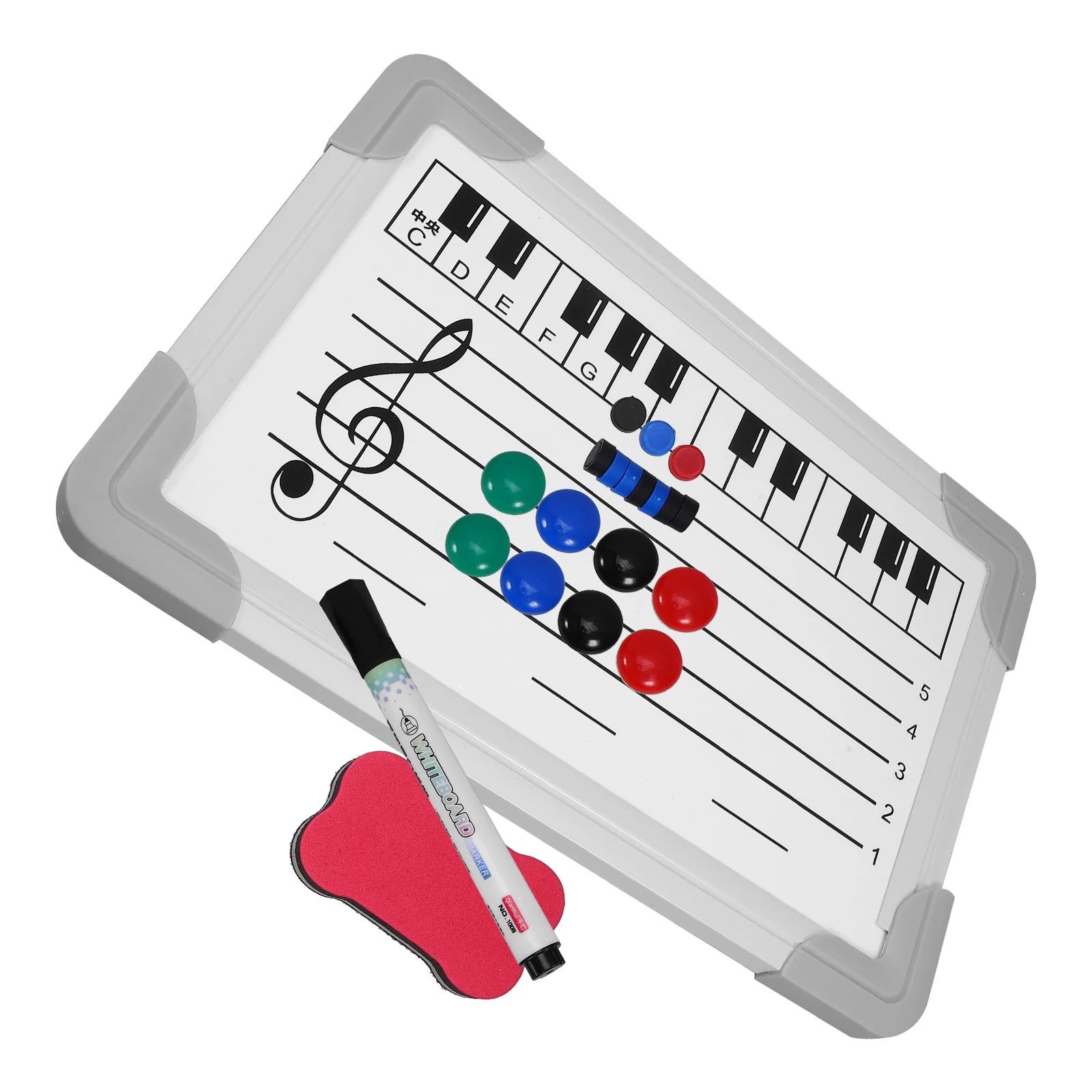 音楽スタッフホワイトボード 20 × 30 センチメートル両面ドライイレースボード高低音教育ツール磁気フレームホームスクールホワイトボード