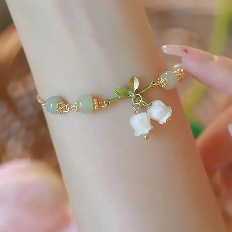 Cherry Pendant Orchid Bracelet Exquisite Flower Charm New Chinese Style Beaded Hand Rope For Party