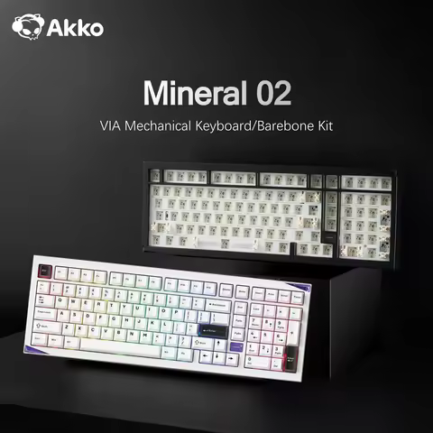 Akko Mineral 02 VIA Mechanical Keyboard/Barebone Kit Aluminum 102 Keys RGB Hot-swappable Tri-mode Wireless Custom Keyboard/Kit