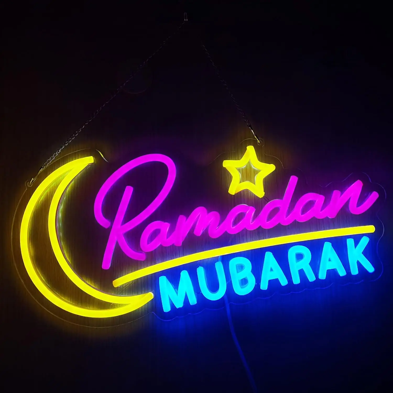 UponRay Ramadan Dekoracje Neon do domu Ramadan Mubarak Decor Neon Sign, Home Bedroom Decoration