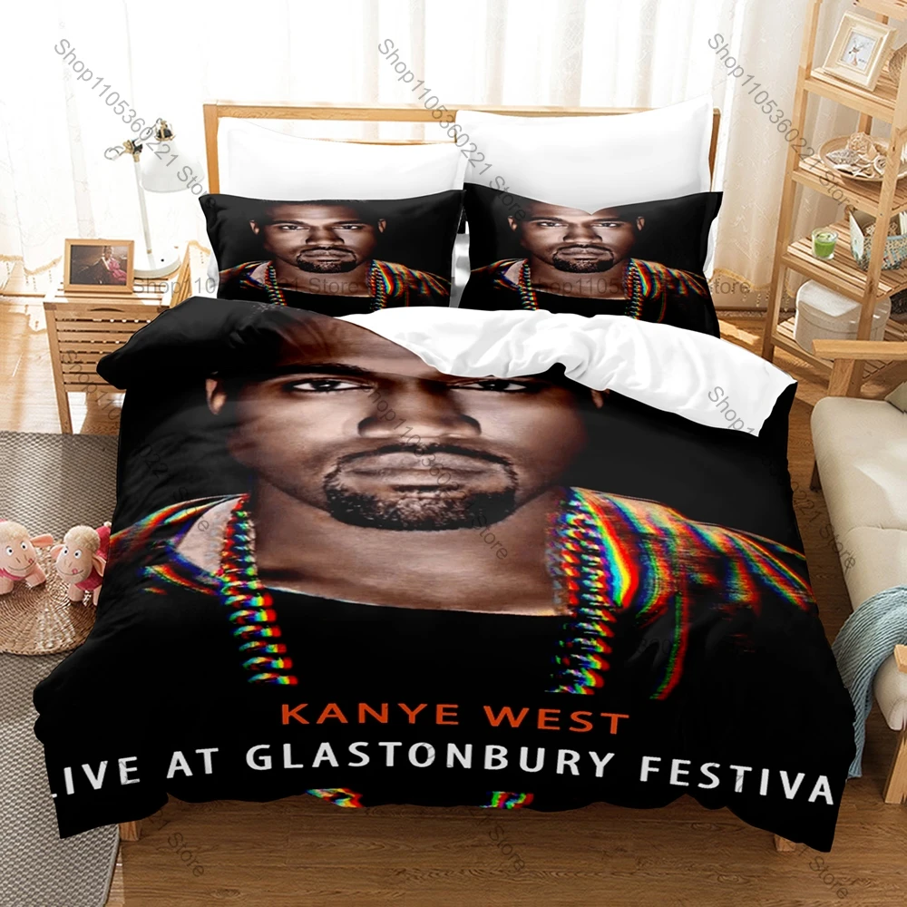 Psychedelic Graduation Bear Graphic Ye Kanye West Vintage Hip Hop Star Bedding Set Duvet Cover With 2 Pillowcases Teen Urban