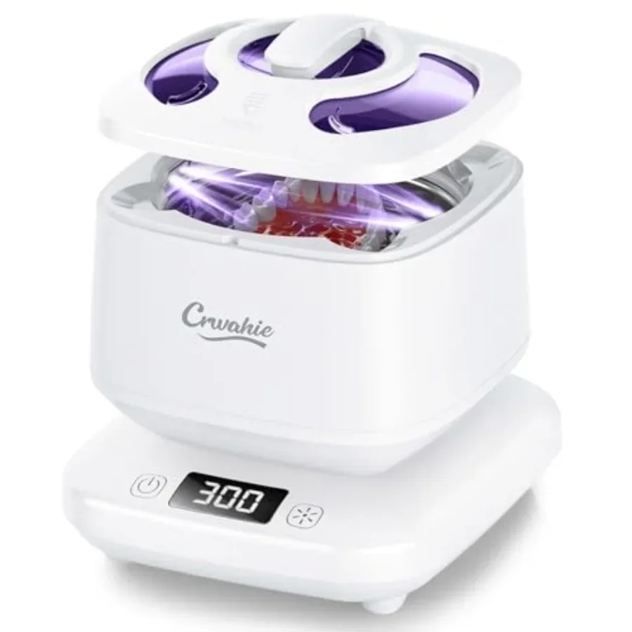 

Ultrasonic Retainer Cleaner Detachable 45kHz Retainer Cleaner Machine 3 Modes Dental Cleaning Pod with Visible Window Digital T