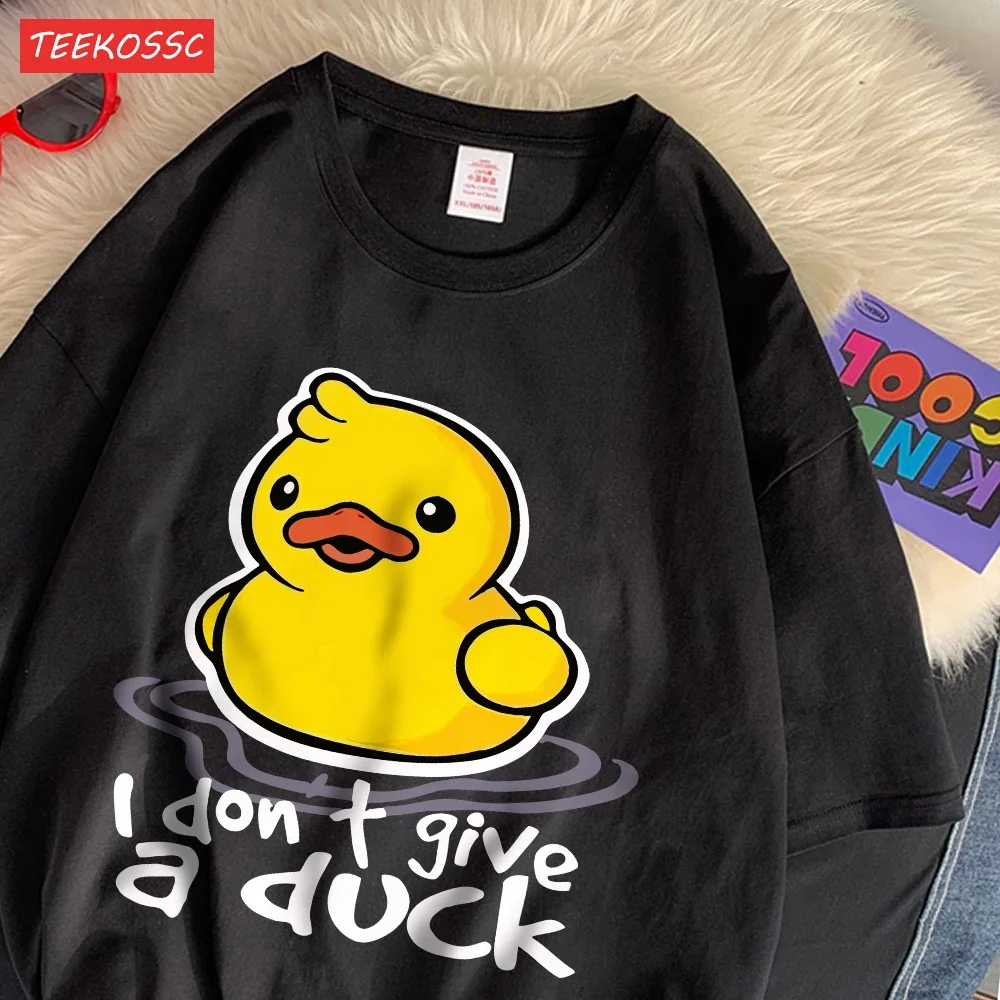 Women'S T-Shirts I Dont Give A Duck Funny Printing Tops O-Neck Soft Short Sleeve Trend Female Clothes Cute Duck Printing Tee