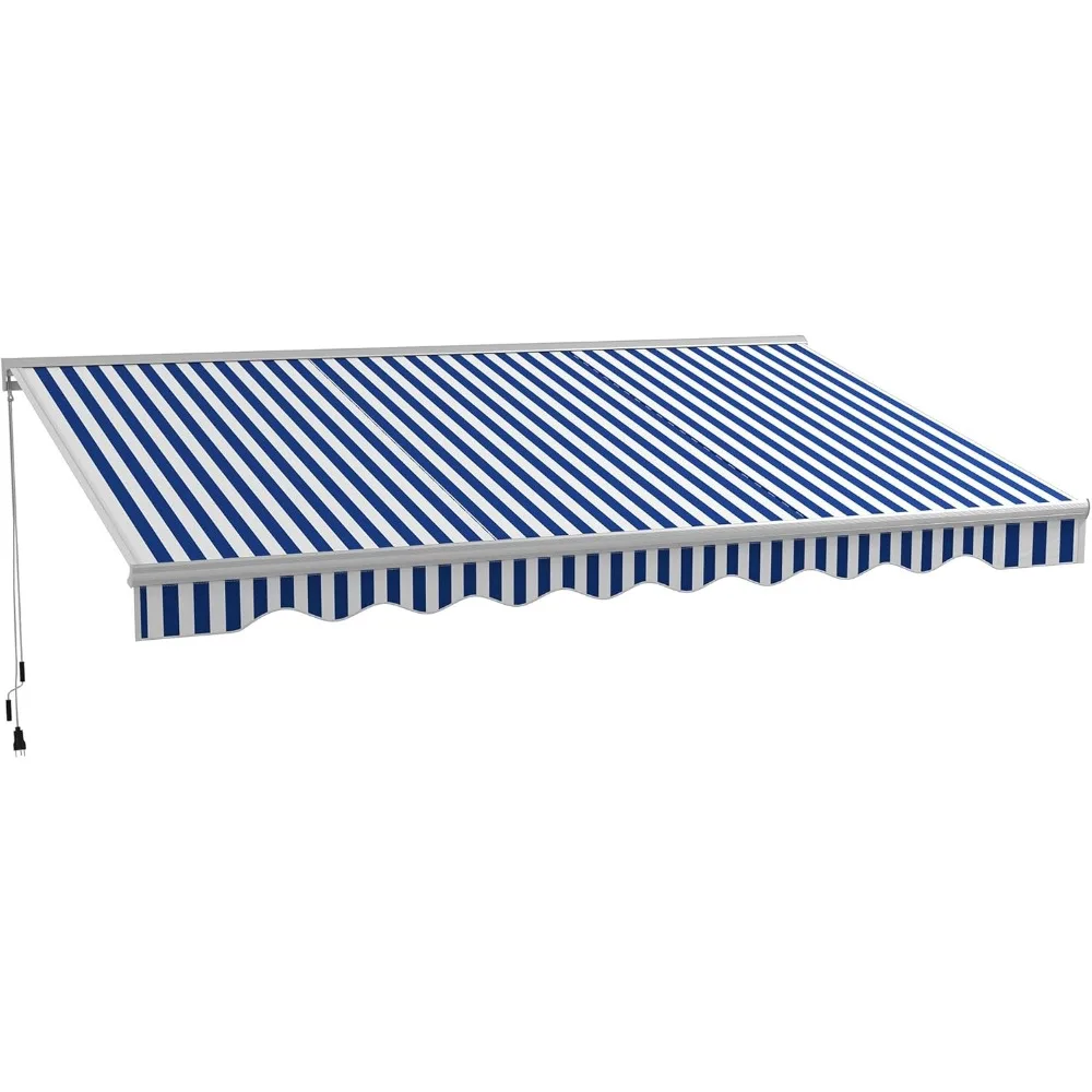 

16.5' x 10' Electric Awning with LED Lights, Retractable Awning, UV40+ Sun Shade Shelter with Remote Controller and Crank Handl