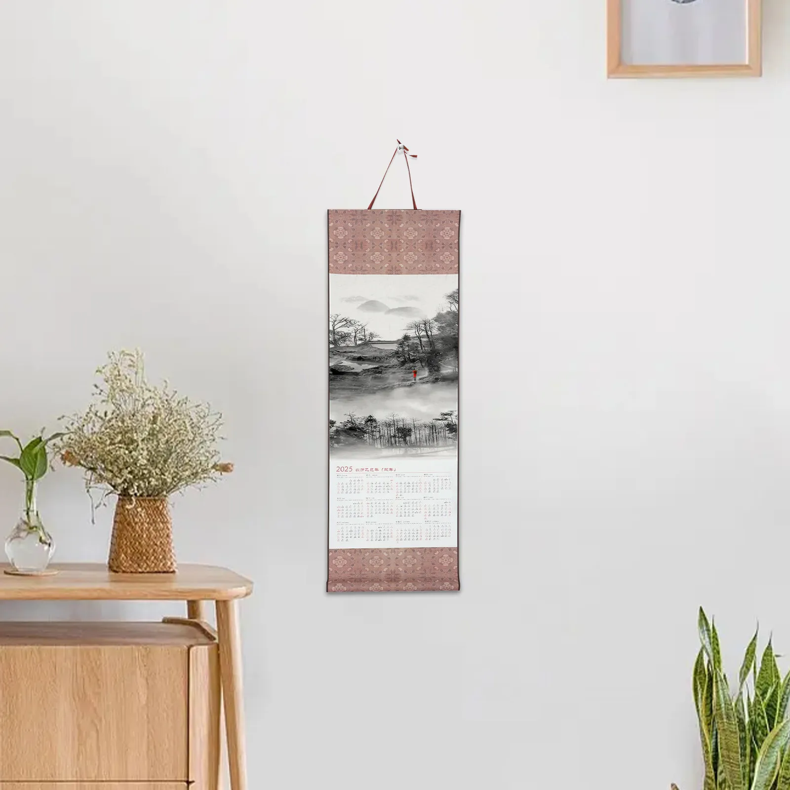 

Настенный календарь-свиток 2025 для китайской каллиграфии, акварельной живописи и практики письма, ретро-декор для стен