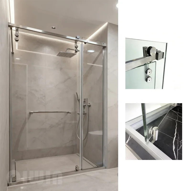 Modern Corner Shower Kit with Base | Space Saving Glass Shower Enclosure for Apartment & Hotel Bathroom