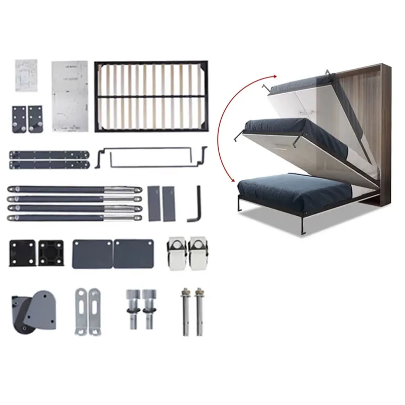 Modern Iron Murphy Bed Frame Mechanism High Quality Wall Mounted for Space Kitchen Bathroom Dining Hotel Bedroom Home Office