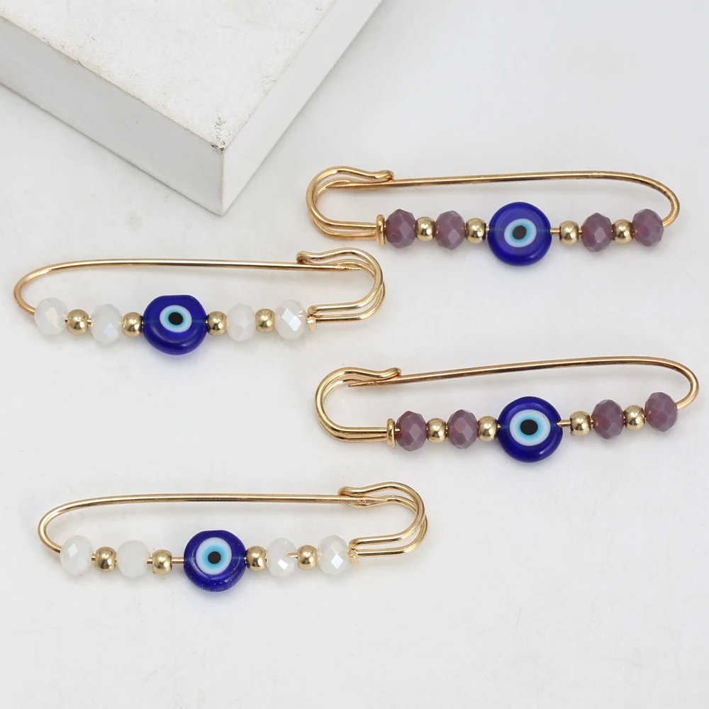 Lucky Eye Beads Evil Eye Charms Brooch & Pin Simple Crystal Brooch For Women Men Jewelry Crystal Buckle Clips EY5355