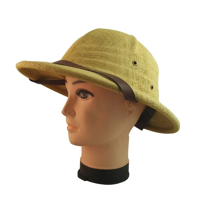 Unisex Safari Sun Hat Breathable Pith Helmet Explorer Beekeeper Cap with Leather Band for Outdoor Hiking Camping Family Matching