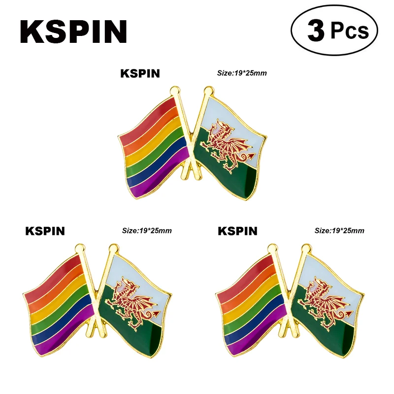 Rainbow & WALES Lapel Pin Brooches Pins Flag badge Brooch Badges