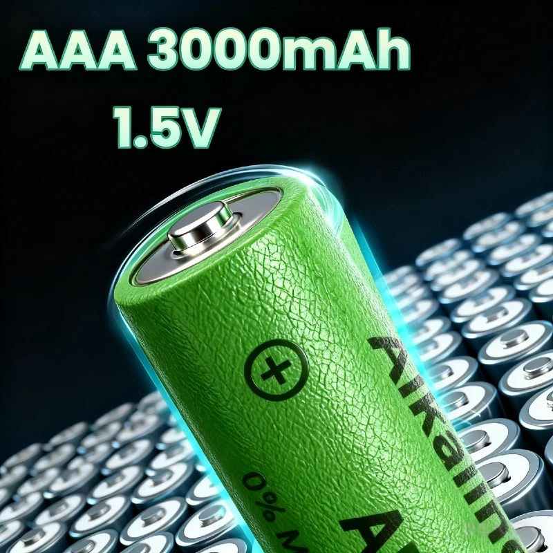 

AAA 3000mAh Alkaline Rechargeable Batteries 1.5V Durable Long-Lasting for Clocks Mice Remote Control Electronic Devices