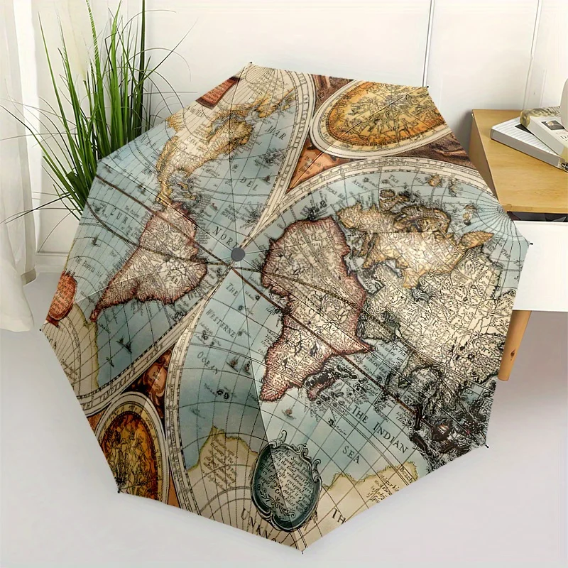 

Renaissance Map Umbrella automatic folding portable umbrella universal four seasons daily activities and holiday gifts decorat
