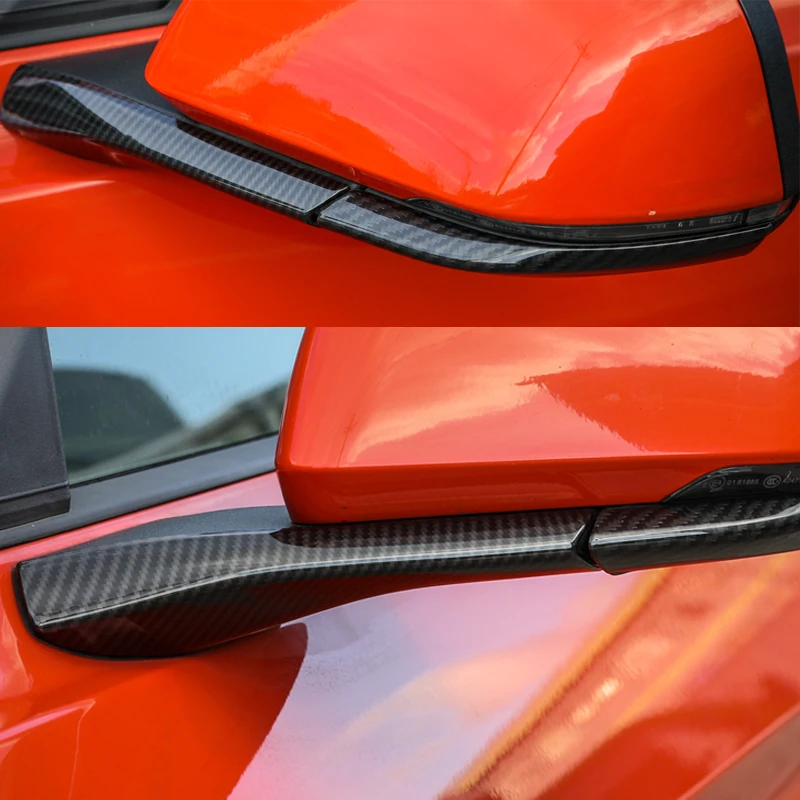 4x carro abs fibra de carbono espelho retrovisor pedestal decorativa capa guarnição tiras para ford mustang 2015 2016 2017 estilo do carro