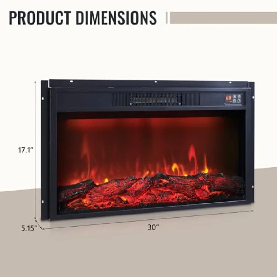 30 Inserti per caminetto elettrico con telecomando 3 impostazioni di fiamma Funzionalità del riscaldatore Funzionamento a basso rumore Sovraiscaldamento timer da 6 ore
